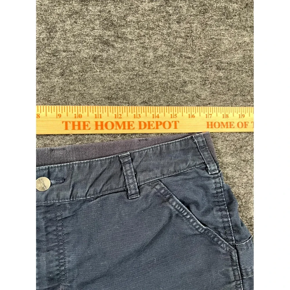 Carhartt Original Fit Shorts Women 14 Navy Cotton Flat Front Cuffed Hem Workwear